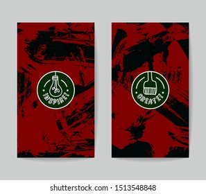 Set of vector business card templates with brush stroke background.