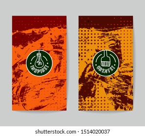 Set of vector business card templates with brush stroke background.