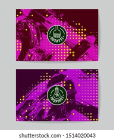 Set of vector business card templates with brush stroke background.