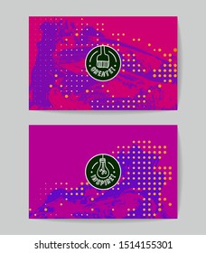 Set of vector business card templates with brush stroke background.