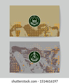 Set of vector business card templates with brush stroke background.