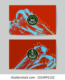Set of vector business card templates with brush stroke background.