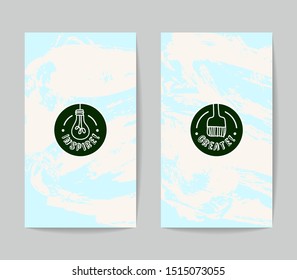 Set of vector business card templates with brush stroke background.