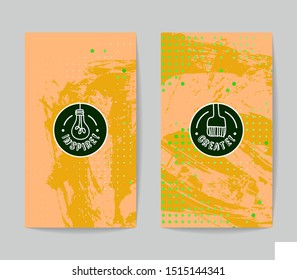 Set of vector business card templates with brush stroke background.