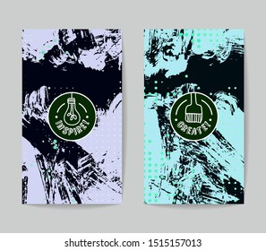 Set of vector business card templates with brush stroke background.
