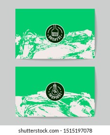 Set of vector business card templates with brush stroke background.