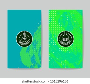 Set of vector business card templates with brush stroke background.