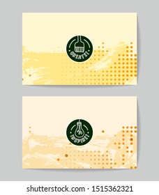 Set of vector business card templates with brush stroke background.