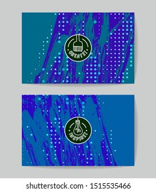Set of vector business card templates with brush stroke background.