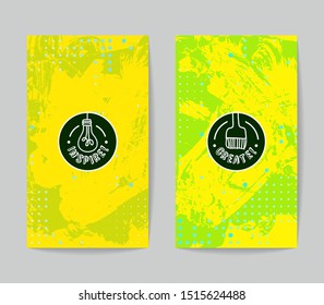Set of vector business card templates with brush stroke background.
