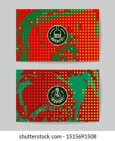 Set of vector business card templates with brush stroke background.