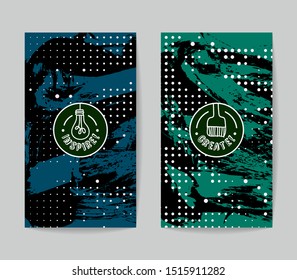 Set of vector business card templates with brush stroke background.