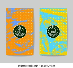 Set of vector business card templates with brush stroke background.
