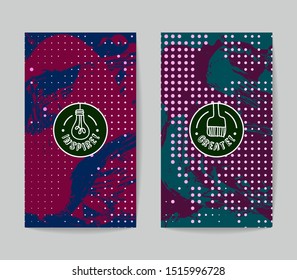 Set of vector business card templates with brush stroke background.
