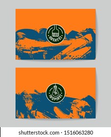 Set of vector business card templates with brush stroke background.