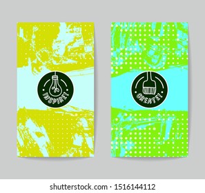 Set of vector business card templates with brush stroke background.