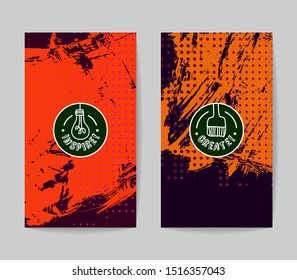 Set of vector business card templates with brush stroke background.