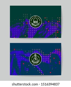 Set of vector business card templates with brush stroke background.