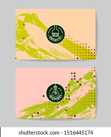 Set of vector business card templates with brush stroke background.