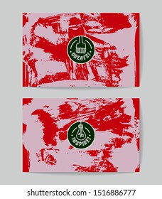 Set of vector business card templates with brush stroke background.