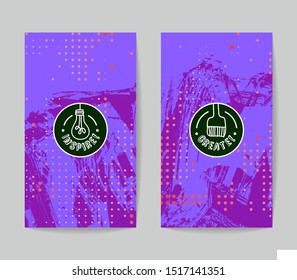 Set of vector business card templates with brush stroke background.