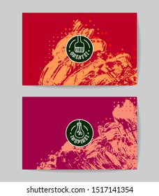 Set of vector business card templates with brush stroke background.