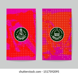 Set of vector business card templates with brush stroke background.
