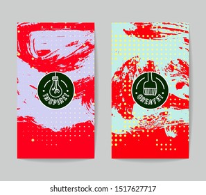 Set of vector business card templates with brush stroke background.