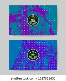 Set of vector business card templates with brush stroke background.