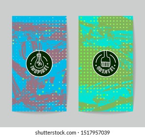 Set of vector business card templates with brush stroke background.