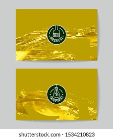 Set of vector business card templates with brush stroke background.