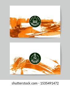 Set of vector business card templates with brush stroke background.