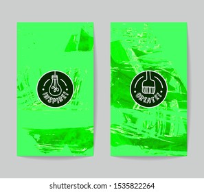 Set of vector business card templates with brush stroke background.