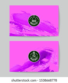 Set of vector business card templates with brush stroke background.