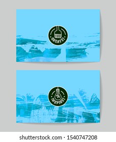 Set of vector business card templates with brush stroke background.