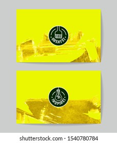 Set of vector business card templates with brush stroke background.