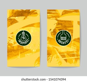 Set of vector business card templates with brush stroke background.