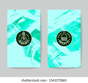 Set of vector business card templates with brush stroke background.