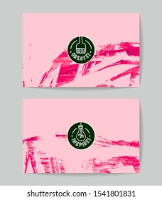 Set of vector business card templates with brush stroke background.