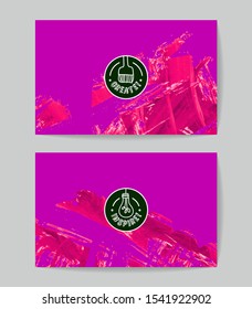 Set of vector business card templates with brush stroke background.