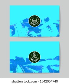 Set of vector business card templates with brush stroke background.