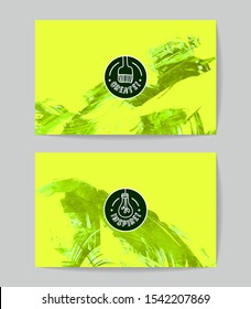 Set of vector business card templates with brush stroke background.