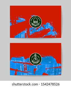 Set of vector business card templates with brush stroke background.