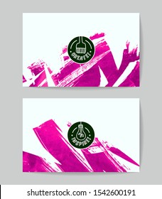 Set of vector business card templates with brush stroke background.