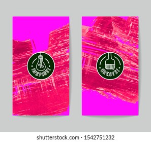Set of vector business card templates with brush stroke background.