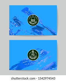 Set of vector business card templates with brush stroke background.