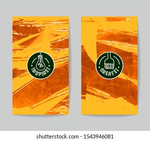 Set of vector business card templates with brush stroke background.