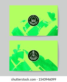 Set of vector business card templates with brush stroke background.