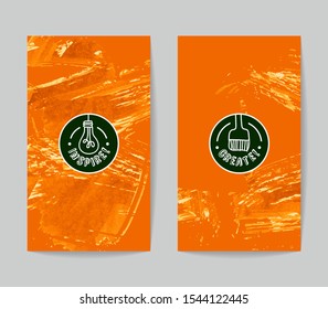 Set of vector business card templates with brush stroke background.