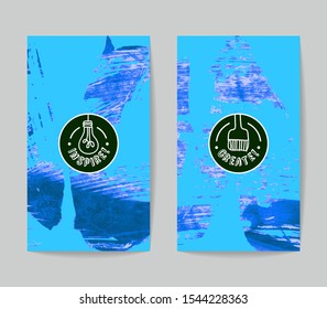 Set of vector business card templates with brush stroke background.